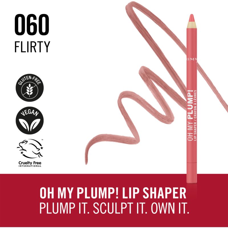 Rimmel Oh My Plump! kontúrovacia ceruzka na pery odtieň 060 Flirty 1.2 g (obrázok 3)