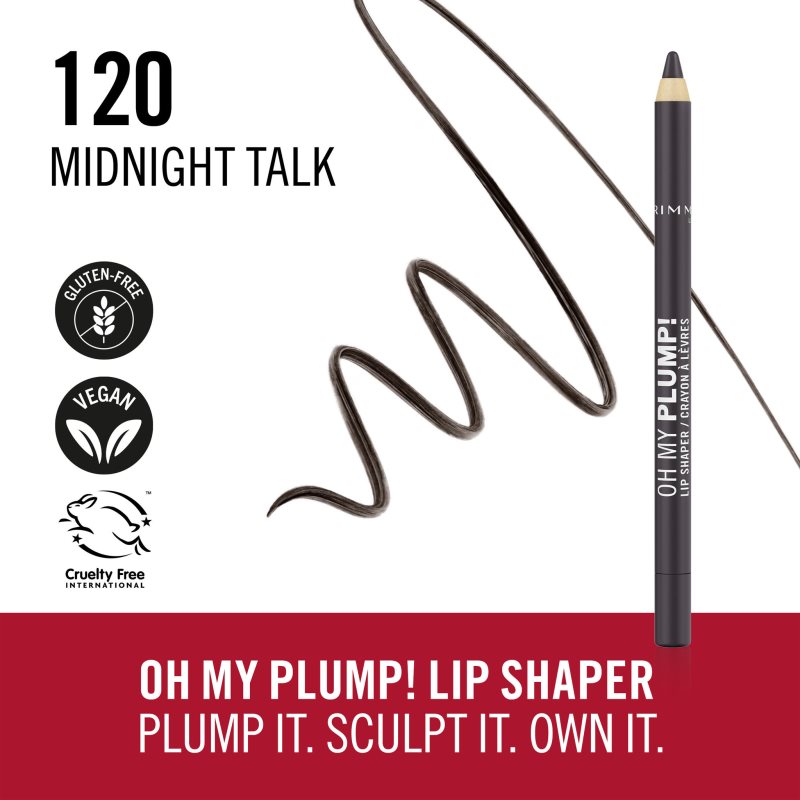 Rimmel Oh My Plump! konturovací tužka na rty odstín 120 Midnight alk 1.2 g (obrázek 3)