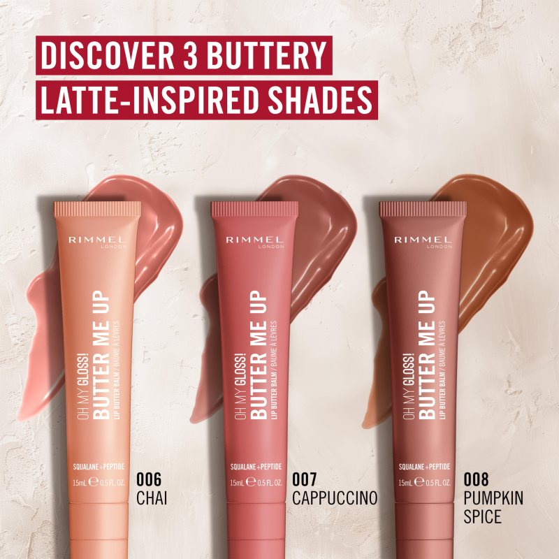 Rimmel Oh My Gloss! Butter Me Up hydratační balzám na rty odstín 007 Cappuccino 15 ml (obrázek 4)