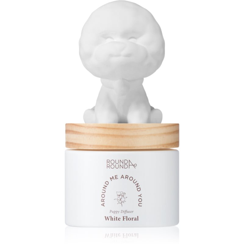 ROUND A‘ROUND Puppy Fluffy Bichon - White Floral Aroma Diffuser With Refill 100 Ml