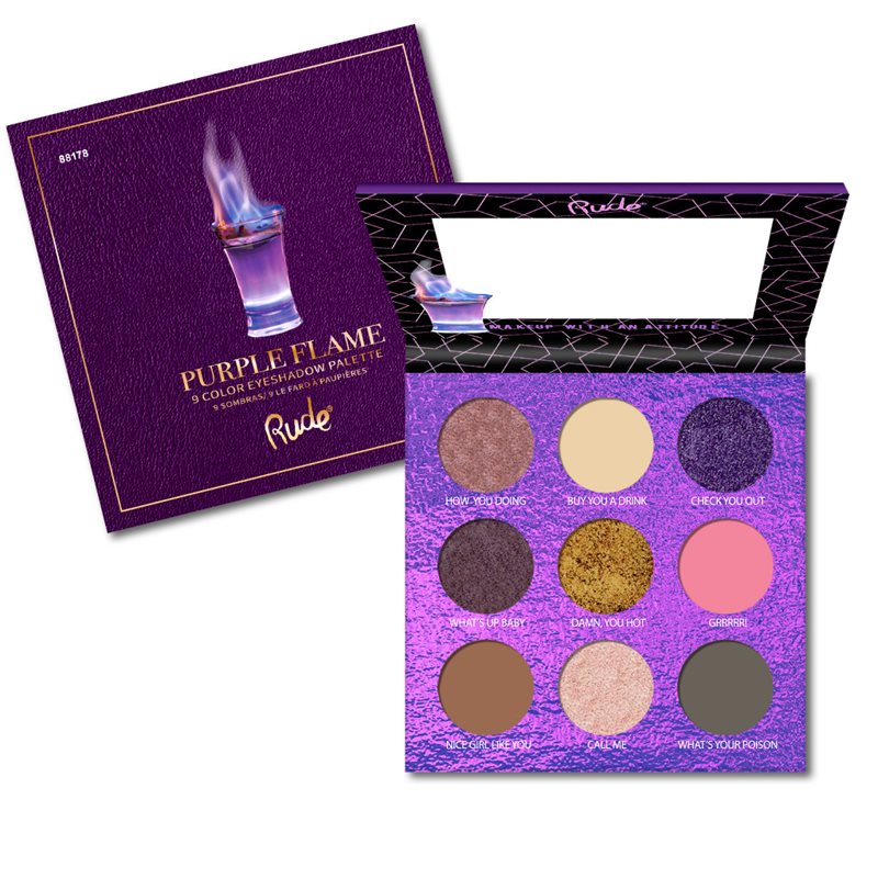 Rude Cosmetics Cocktail Party 9 Shades палітра тіней відтінок Purple Flame 11,25 гр