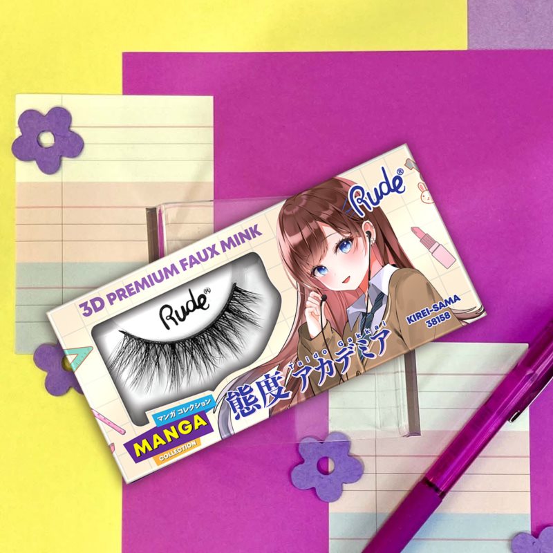 Rude Cosmetics Manga Collection 3D Premium Faux Mink künstliche Wimpern Typ Kirei-Sama 2 St.