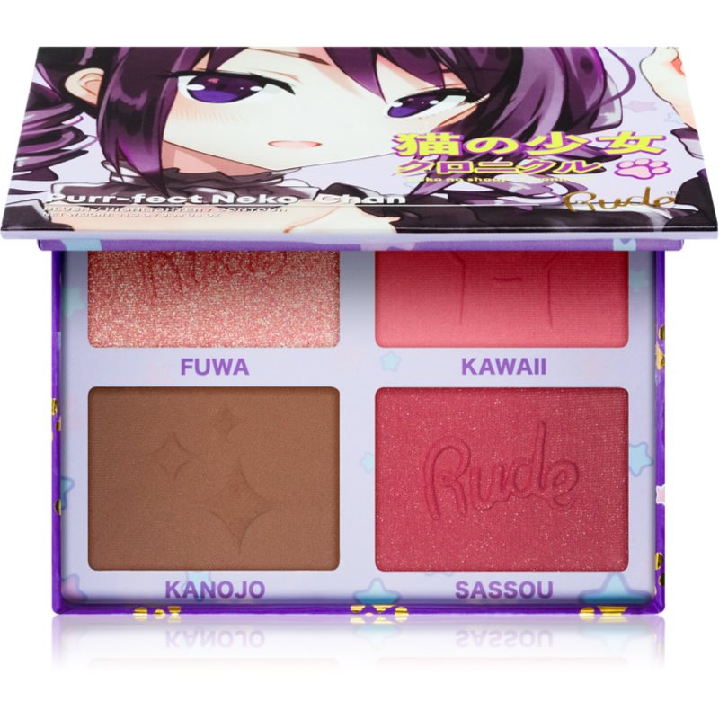 Rude Cosmetics Manga Face Palette мультифункціональна палетка для обличчя відтінок Purr-fect Neko-Chan 11.2 гр