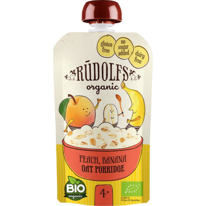 Rudolf’s BIO broskev, banán, celozrnná ovesná kaše detský príkrm 110 g