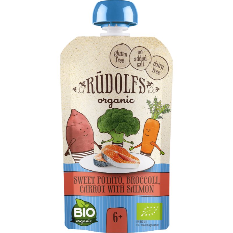 Rudolf’s BIO batáty, brokolice, mrkev s lososem detský príkrm 110 g