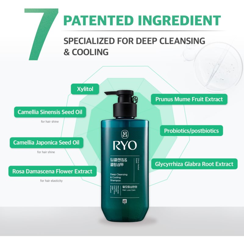 RYO Deep Cleansing & Cooling Shampoo hloubkově čisticí šampon s chladivým účinkem 480 ml (obrázek 5)