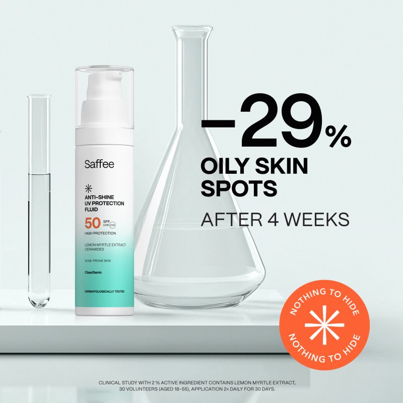Saffee ClearDerm Anti-shine UV Protection Fluid SPF 50 ochranný fluid pre mastnú pleť so sklonom k akné SPF 50 50 ml (obrázok 4)