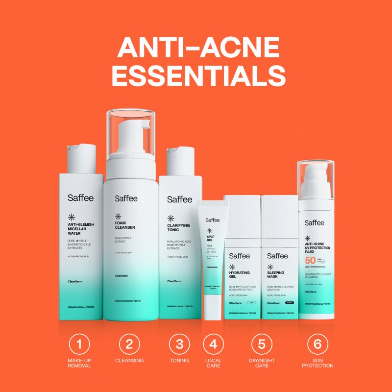 Saffee ClearDerm Anti-shine UV Protection Fluid SPF 50 ochranný fluid pre mastnú pleť so sklonom k akné SPF 50 50 ml (obrázok 7)