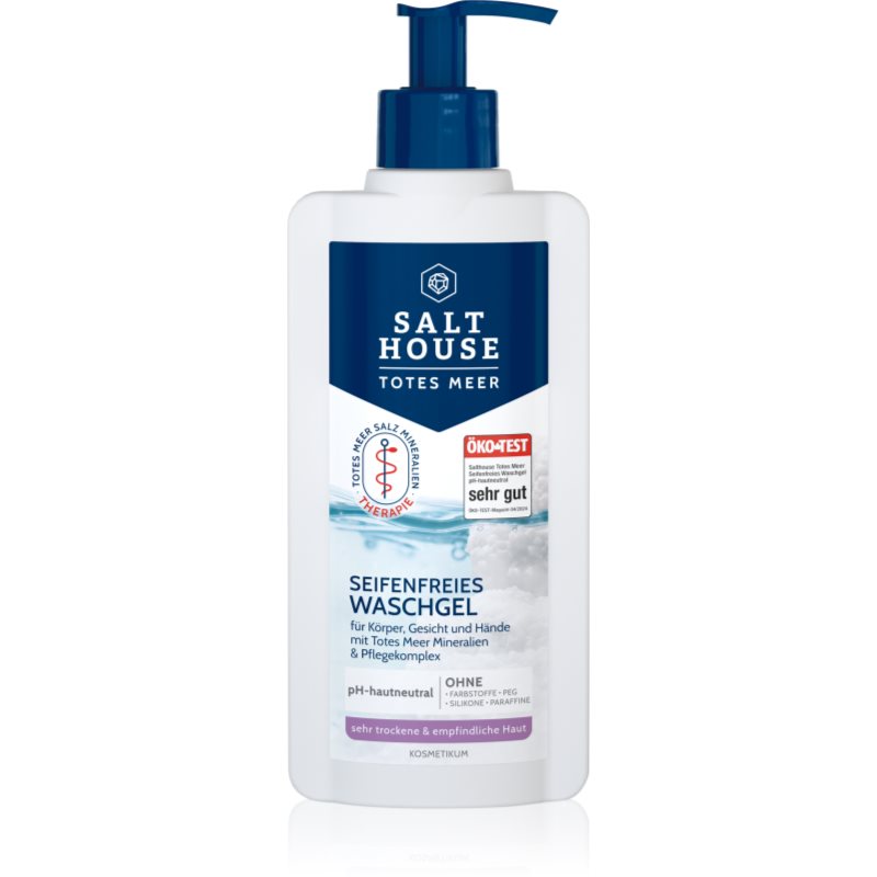 Salt House Dead Sea Therapy Soap-free Washing Gel почистващ гел без сапун за тяло, лице и ръце с масло от жожоба и урея 250 мл.