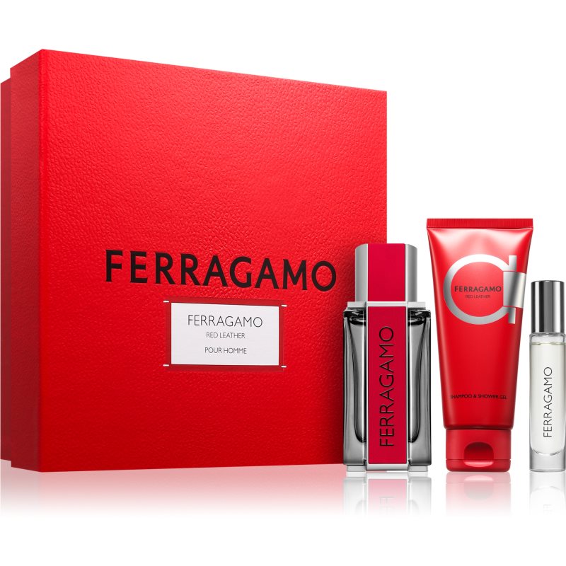 Ferragamo Red Leather coffret cadeau pour homme male