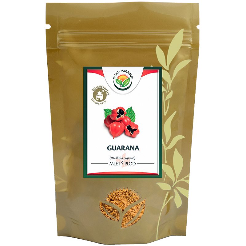 Salvia Paradise Guarana mletý plod prášek pro podporu paměti, duševní výkonnosti a kontrolu hmotnosti 100 g