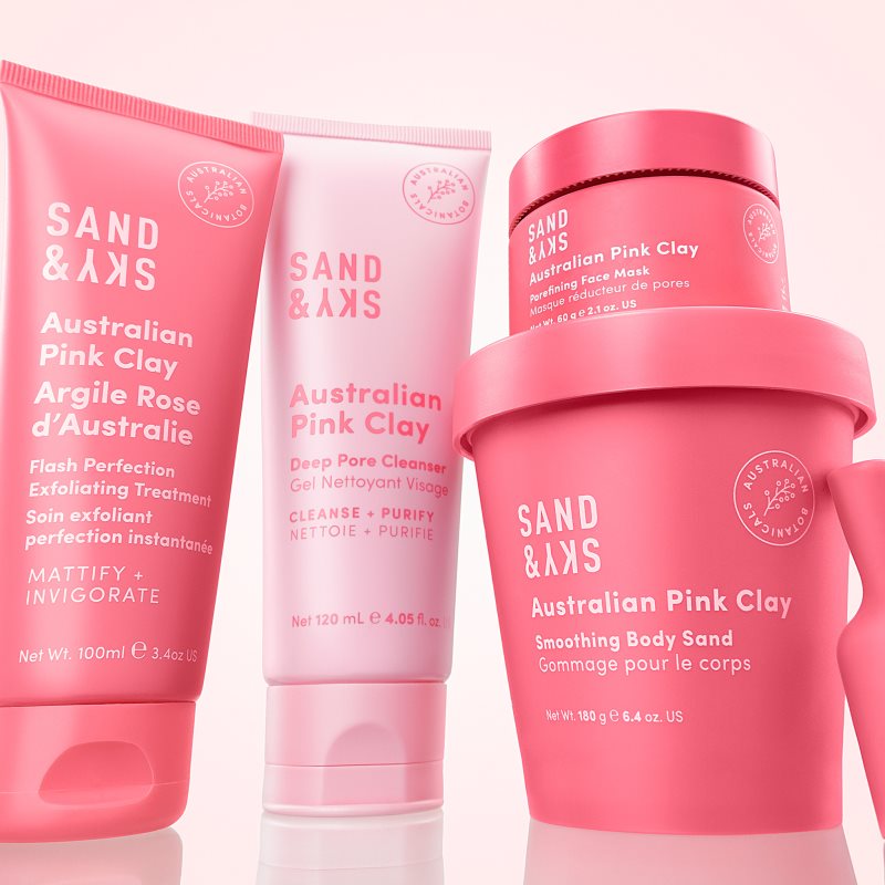 Sand & Sky Australian Pink Clay Smoothing Body Sand Brightening Body Scrub 180 G