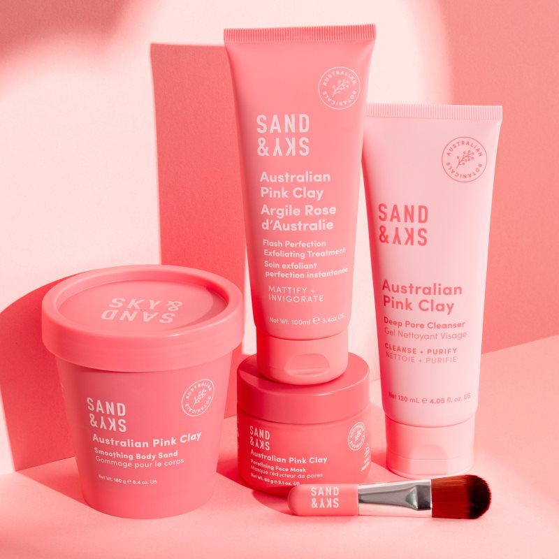 Sand & Sky Australian Pink Clay Flash Perfection Exfoliator Cleansing Scrub To Tighten Pores And Mattify The Skin 100 Ml