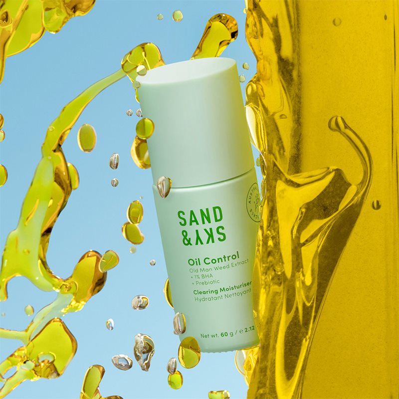 Sand & Sky Oil Control Clearing Moisturiser Light Hydrating Fluid To Reduce Oily Skin 60 G