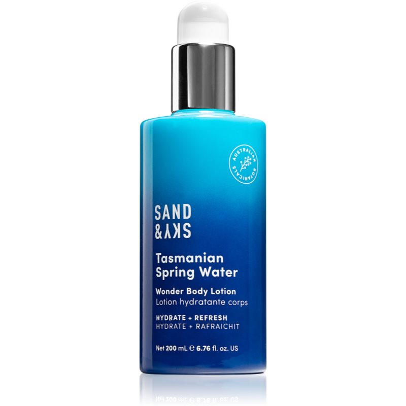 Sand & Sky Tasmanian Spring Water Wonder Body Lotion lengvos tekstūros maitinamasis ir drėkinamasis kūno losjonas 200 ml
