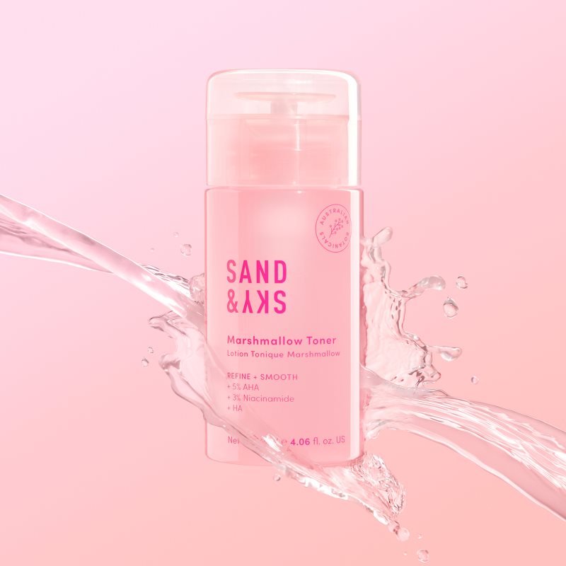 Sand & Sky The Essentials Marshmallow Toner делікатний тонік-ексфоліант для відновлення поверхневого шару шкіри 120 мл