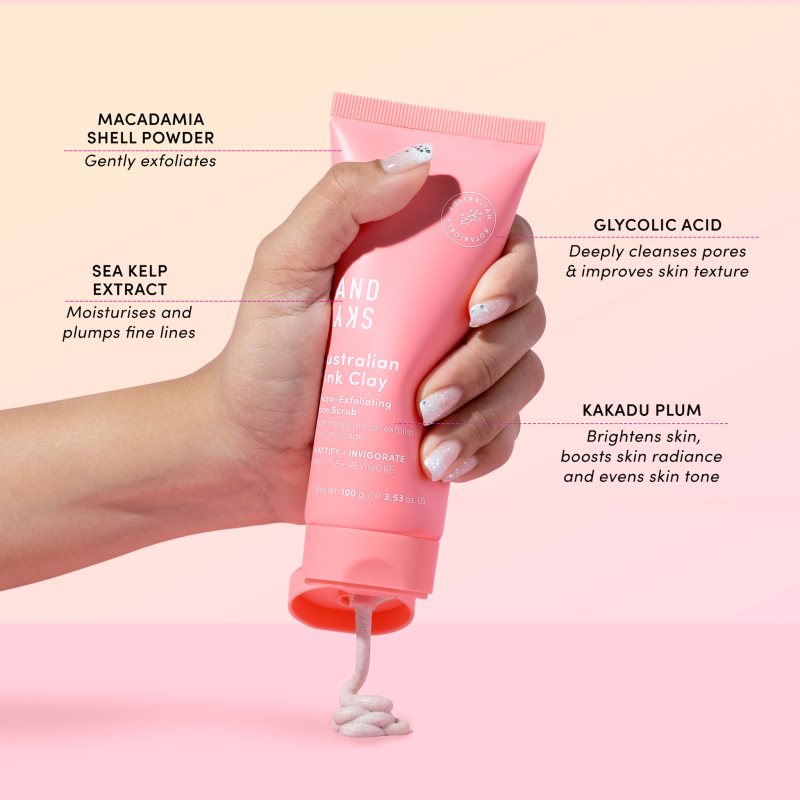 Sand & Sky Australian Pink Clay Micro-Exfoliating Face Scrub mikrozłuszczający żel do mycia do twarzy 100 g