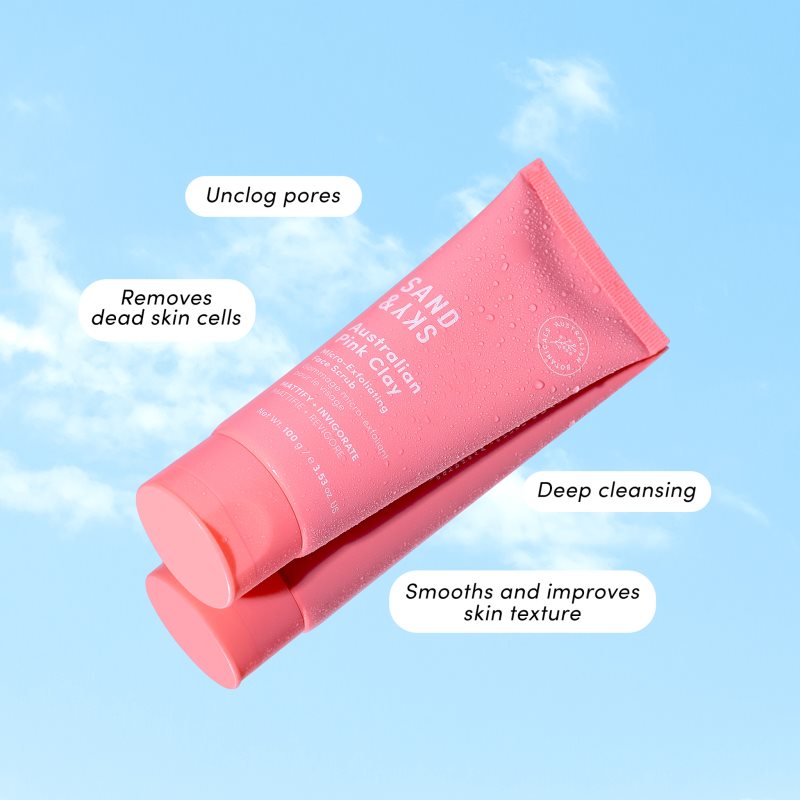 Sand & Sky Australian Pink Clay Micro-Exfoliating Face Scrub mikrozłuszczający żel do mycia do twarzy 100 g