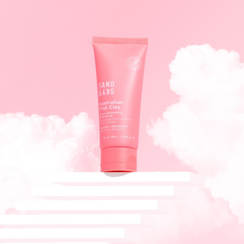 Sand & Sky Australian Pink Clay Micro-Exfoliating Face Scrub mikrozłuszczający żel do mycia do twarzy 100 g