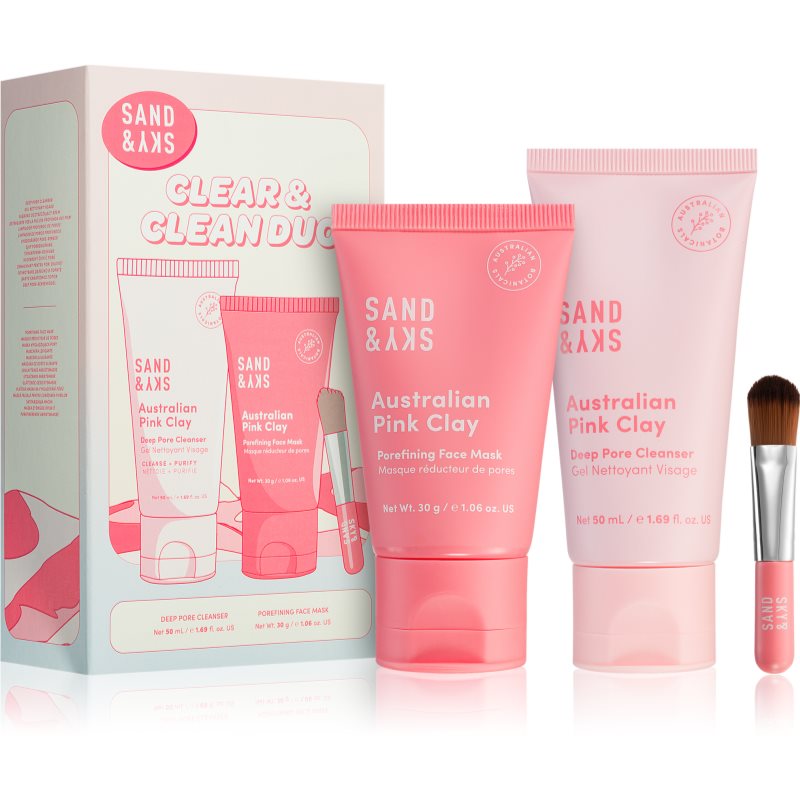 Sand & Sky Australian Pink Clay Clear & Clean Duo skin care set
