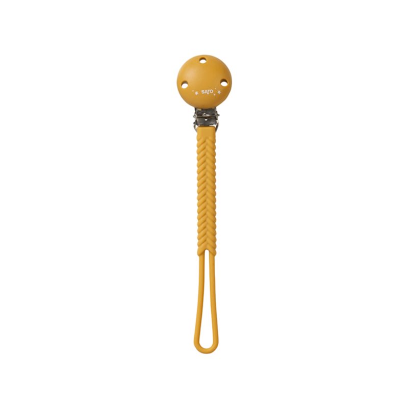 Saro Baby Saro Baby Braided Silicone Pacifier Holder κλιπ πιπίλας Mustard 1 τμχ