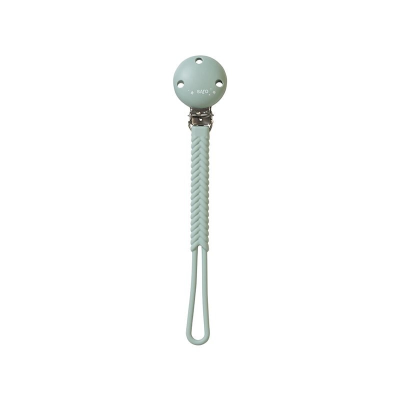 Saro Baby Saro Baby Braided Silicone Pacifier Holder κλιπ πιπίλας Hunter Mint 1 τμχ