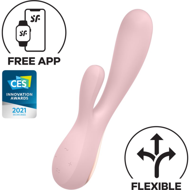 Satisfyer Mono Flex vibrátor se stimulátorem klitorisu Pink 20,3 cm (obrázek 3)