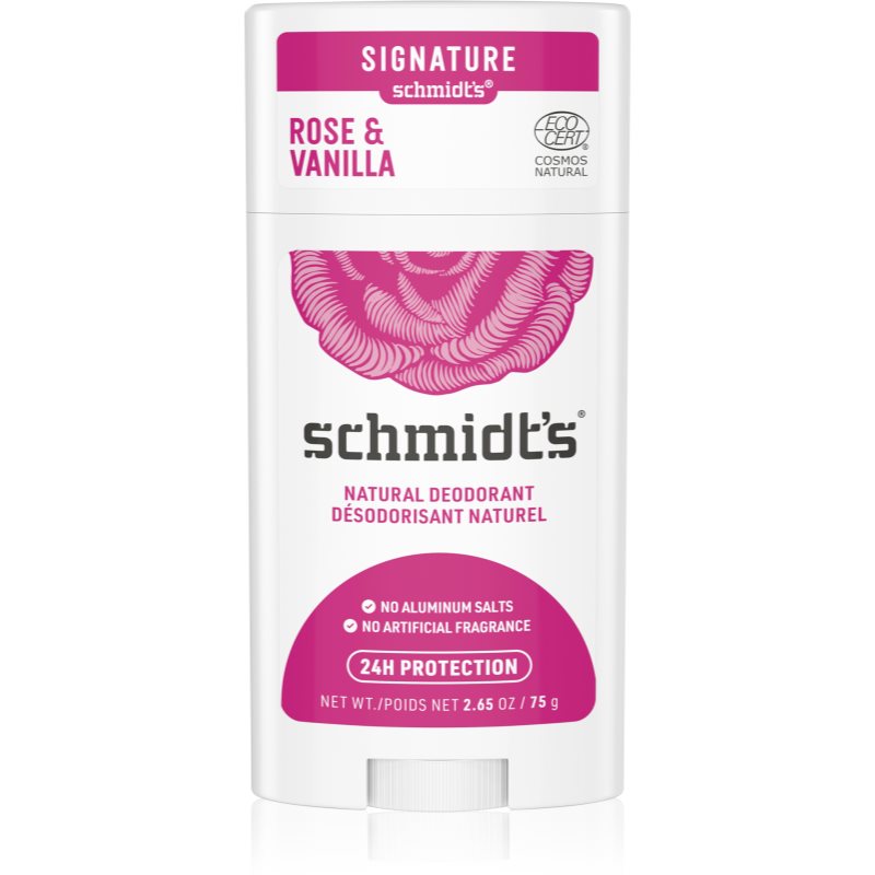 Schmidt's Rose + Vanilla pieštukinis dezodorantas be aliuminio 58 ml