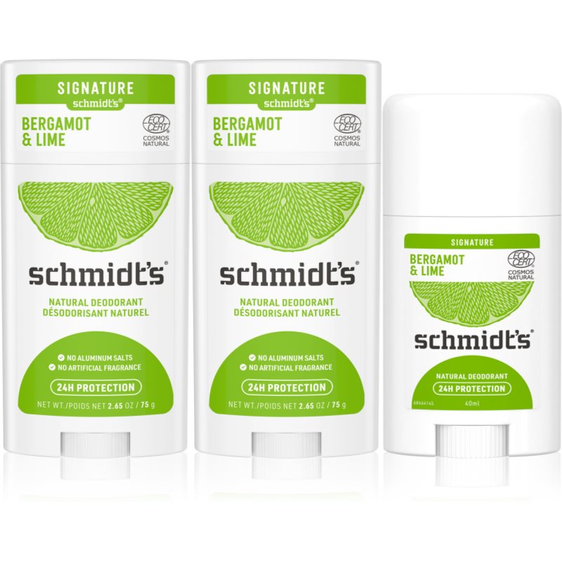

Schmidt's Bergamot + Lime антиперспірант 2x 75 g + 1x 40 g (вигідна упаковка)