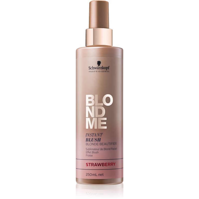 Schwarzkopf professional. Schwarzkopf BLONDME спрей. Schwarzkopf professional BLONDME шампунь оттеночный. Спрей BLONDME instant blush Strawberry. Шварцкопф блонд ми оттеночный спрей.