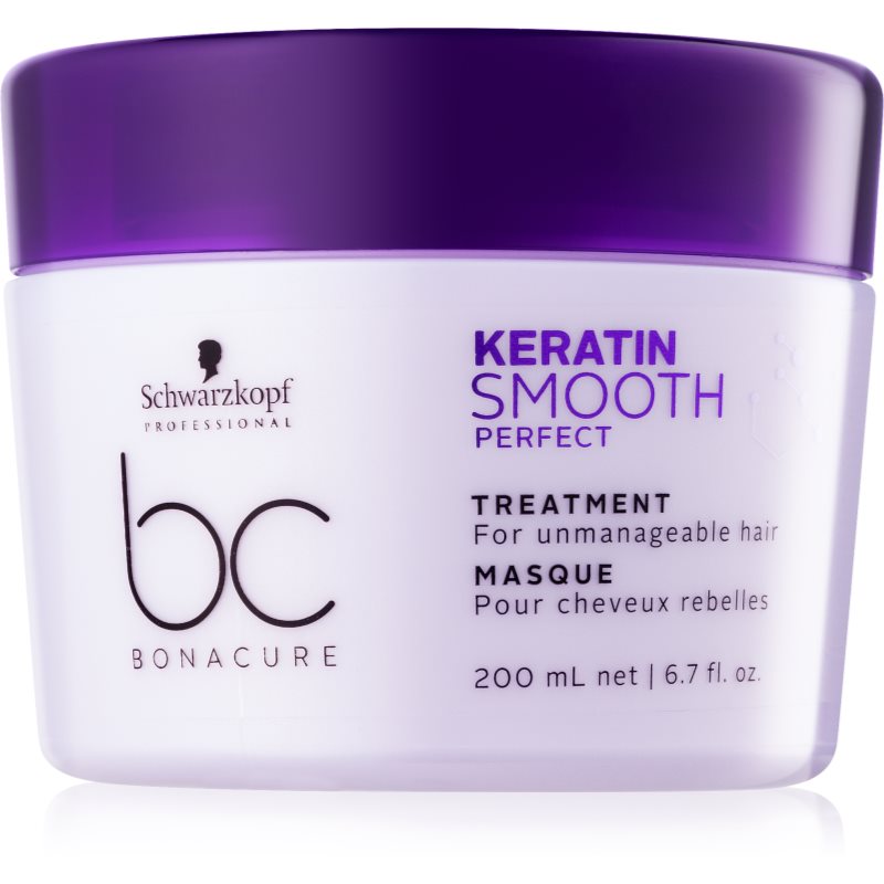 Schwarzkopf Professional BC Bonacure Keratin Smooth Perfect kaukė nepaklusniems, šiauštis linkusiems plaukams 200 ml