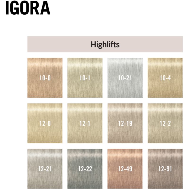 Schwarzkopf Professional IGORA Royal Highlifts barvicí krém pro studené odstíny blond 10-21 60 ml (obrázek 7)