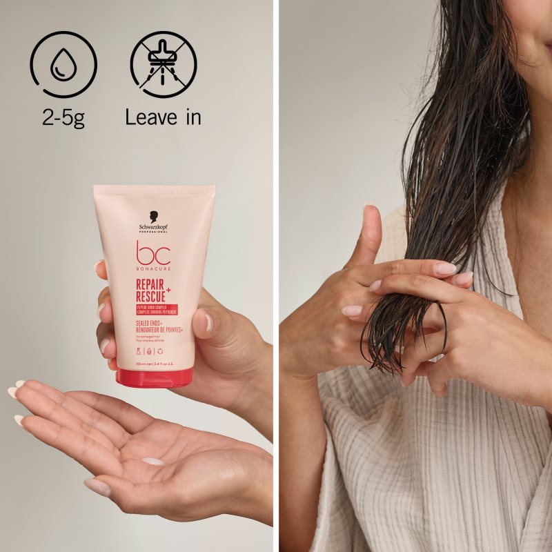Schwarzkopf Professional BC Bonacure Repair Rescue+ krémové sérum pre veľmi poškodené vlasy a rozštiepené končeky 100 ml (obrázok 5)