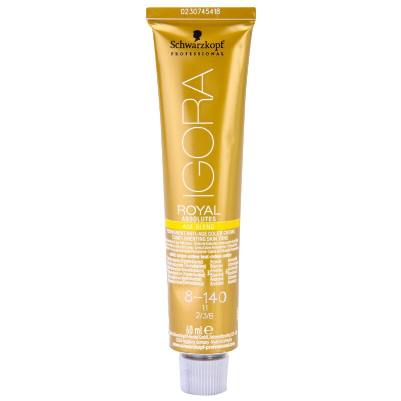 Schwarzkopf Professional IGORA Royal Absolutes Age Blend фарба для волосся відтінок 8-140 Light Blonde Cendré Beige Natural 60 мл