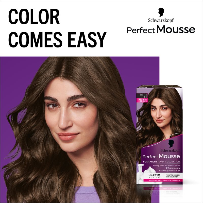 Schwarzkopf Perfect Mousse Permanent Hair Dye Shade 500 Medium Brown 1 Pc