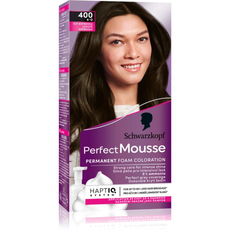 Schwarzkopf Perfect Mousse permanent hair dye shade 400 Icy Espresso

