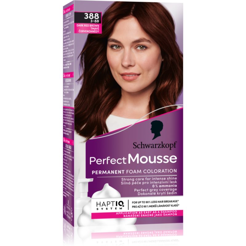 Schwarzkopf Perfect Mousse permanentní barva na vlasy odstín 388 Dark red brown