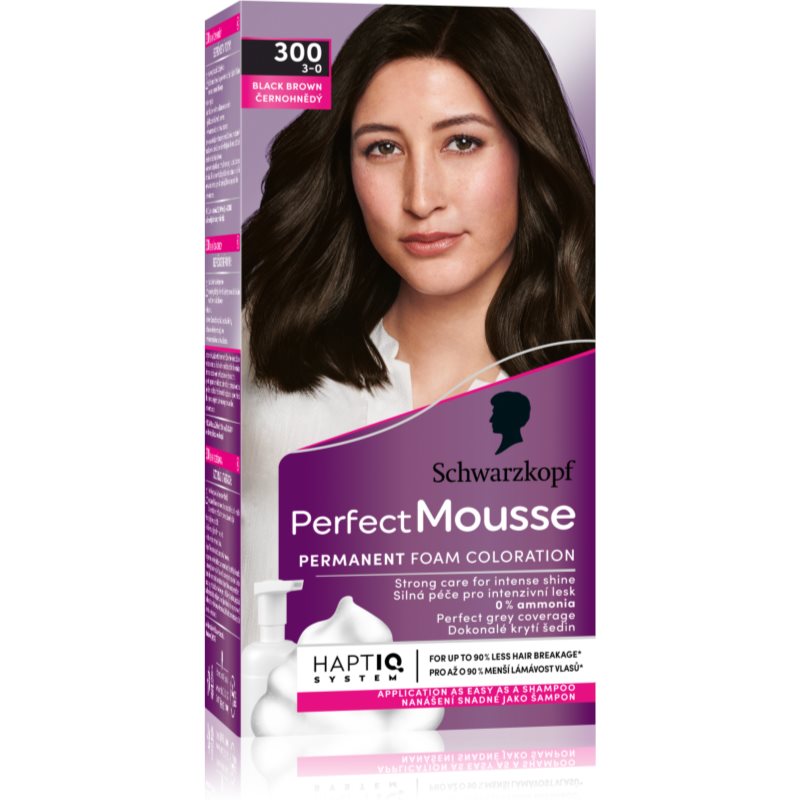Schwarzkopf Perfect Mousse перманентна фарба для волосся відтінок 300 Black Brown