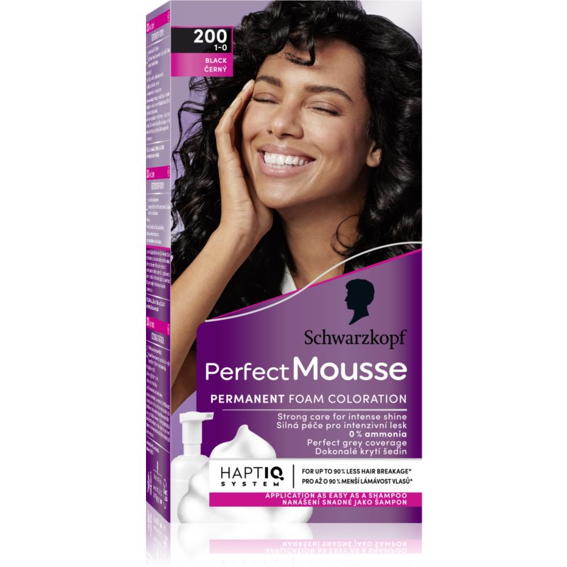 Schwarzkopf Perfect Mousse coloration cheveux permanente teinte 200 Black 1 pcs female