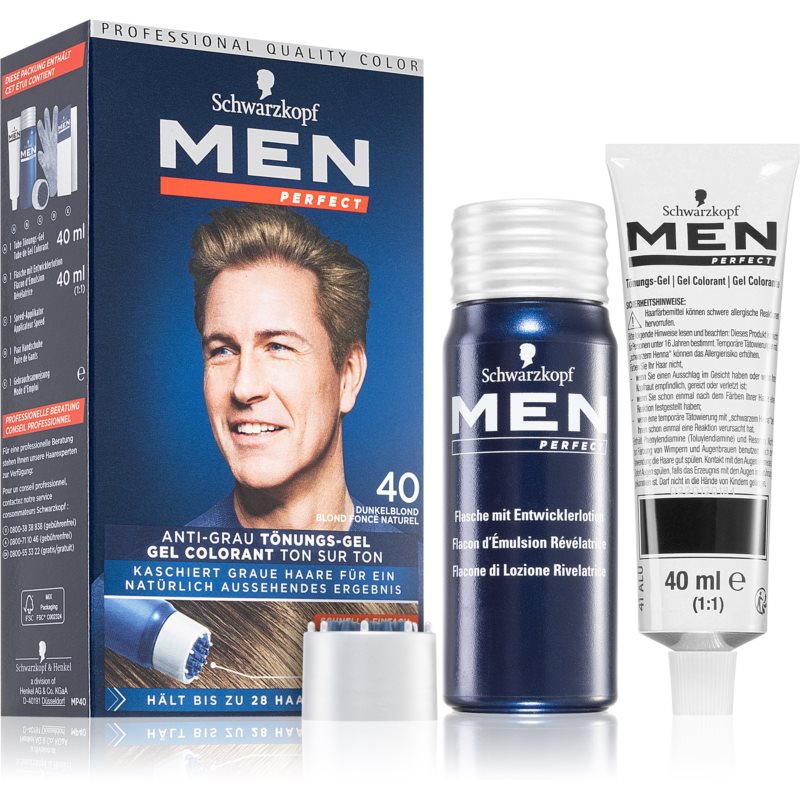 Schwarzkopf Men Perfect Anti-Grey Color Gel тонуючий гель для волосся для чоловіків 40 Natural Dark Blond