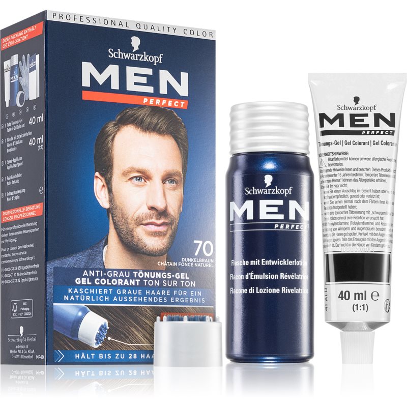 Schwarzkopf Men Perfect Anti-Grey Color Gel тонуючий гель для волосся для чоловіків 70 Natural Dark Brown