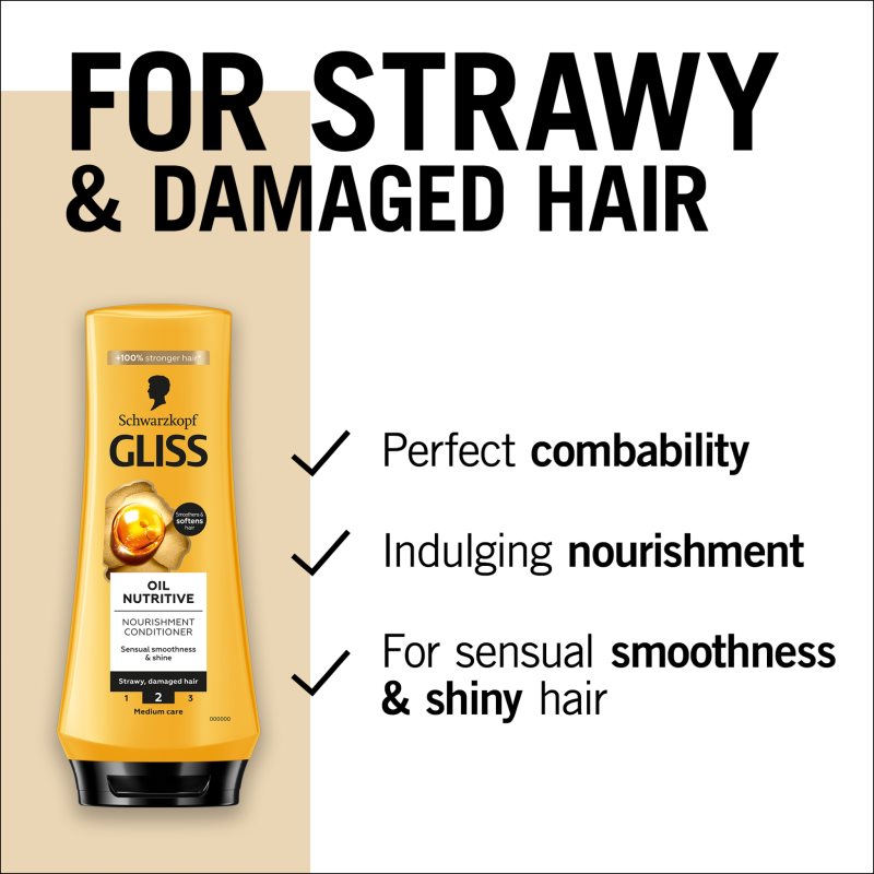 Schwarzkopf Gliss Oil Nutritive Après-shampoing Nourrissant à L'huile 200 Ml