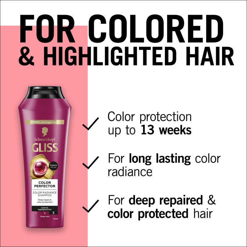 Schwarzkopf Gliss Color Perfector Shampoing Protecteur Pour Cheveux Colorés 400 Ml