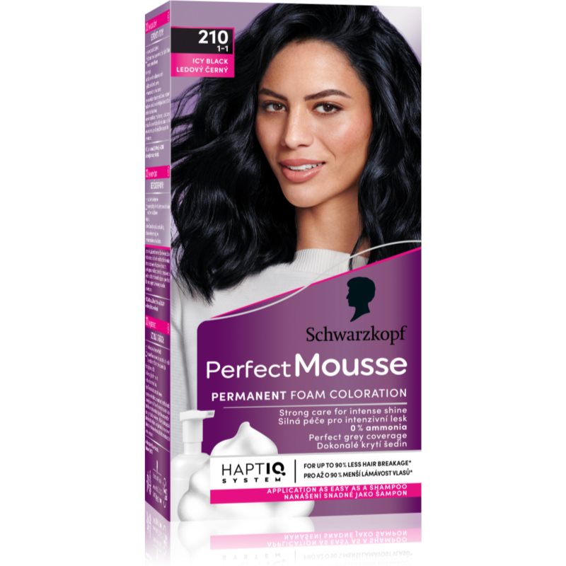 E-shop Schwarzkopf Perfect Mousse permanentní barva na vlasy odstín 210 Icy Black