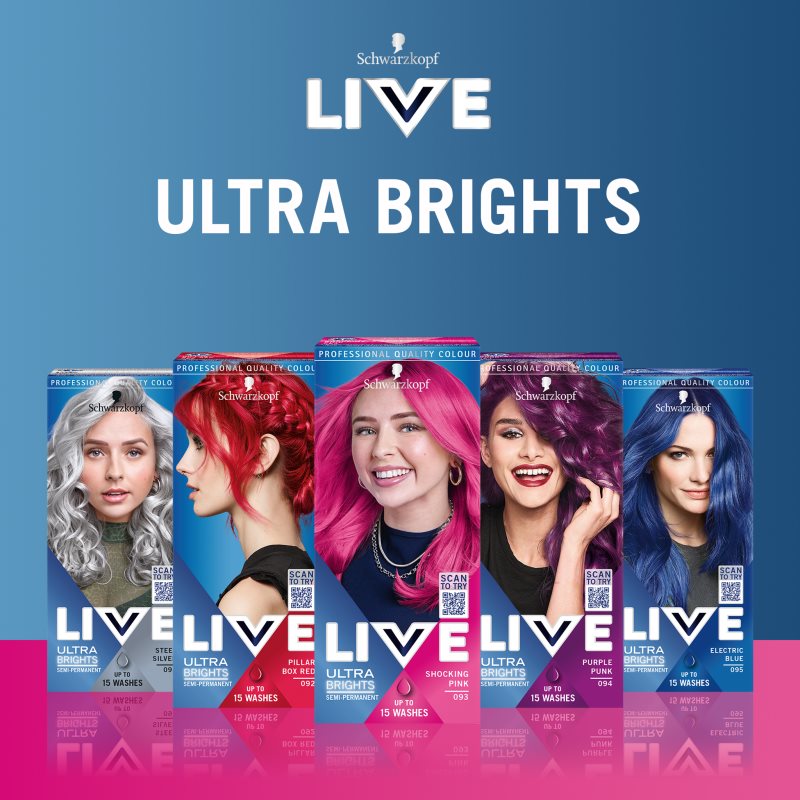 Schwarzkopf LIVE Ultra Brights Or Pastel Semi-permanent Hair Colour Shade 98 Steel Silver