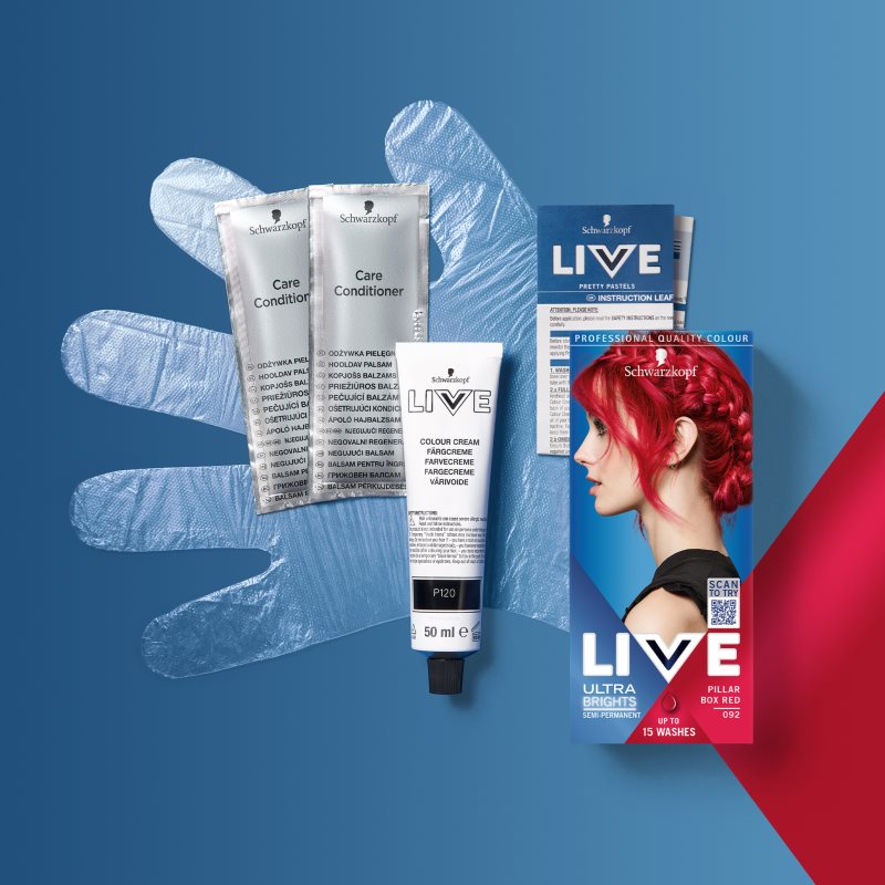 Schwarzkopf LIVE Ultra Brights Or Pastel Semi-permanent Hair Colour Shade 092 Pillar Box Red