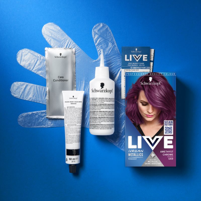 Schwarzkopf LIVE Urban Metallics Permanent Hair Dye Shade U69 Amethyst Chrome 1 Pc