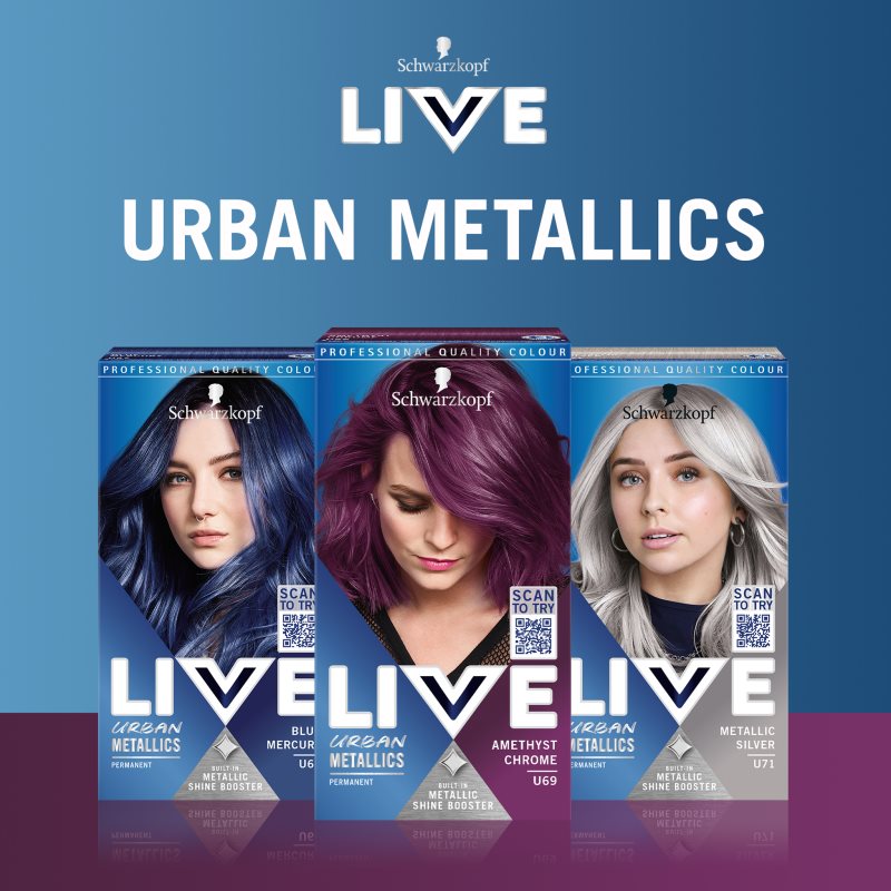 Schwarzkopf LIVE Urban Metallics перманентна фарба для волосся відтінок U69 Amethyst Chrome 1 кс