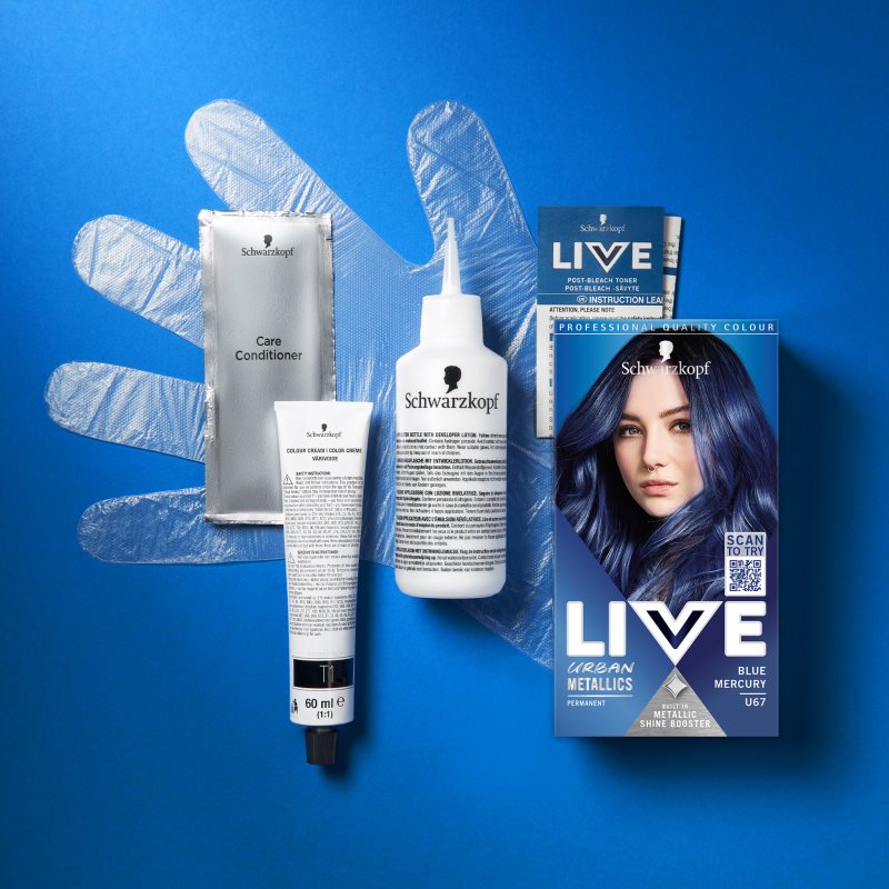 Schwarzkopf LIVE Urban Metallics Coloration Cheveux Permanente Teinte U67 Blue Mercury 1 Pcs