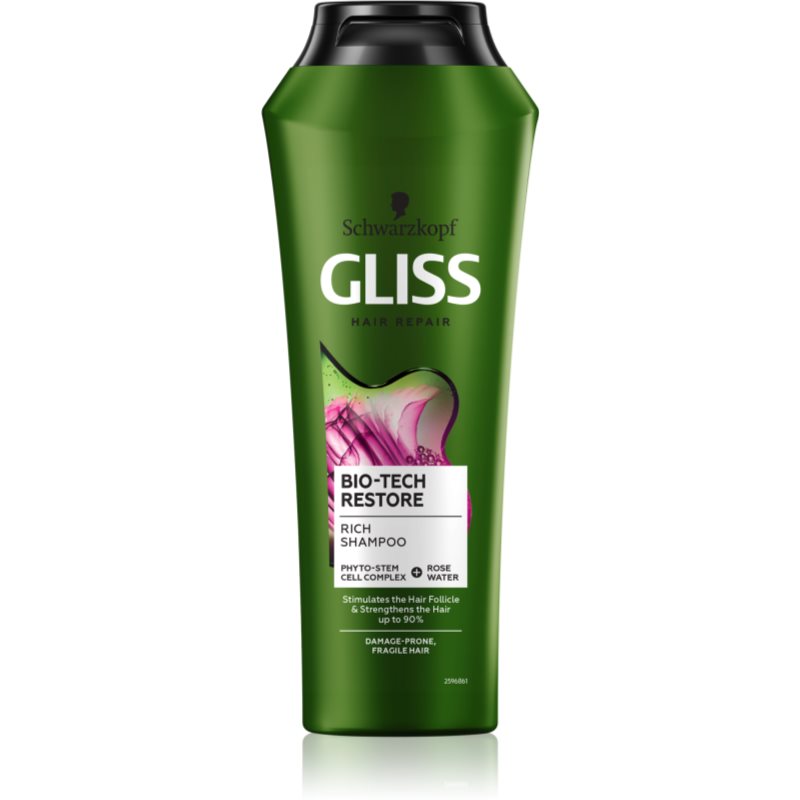 Schwarzkopf Gliss Bio-Tech Restore intensyvaus poveikio šampūnas pažeistiems ir trapiems plaukams 250 ml